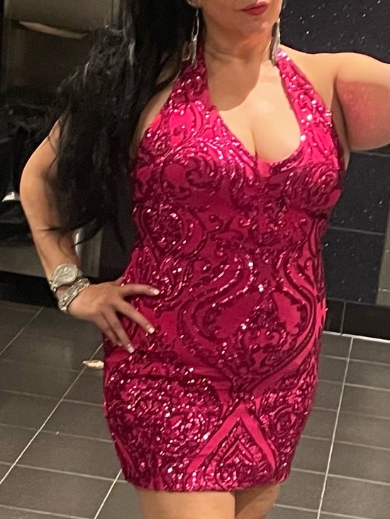 Dresses & Skirts - Sequin Halter Mini Dress in Fuchsia